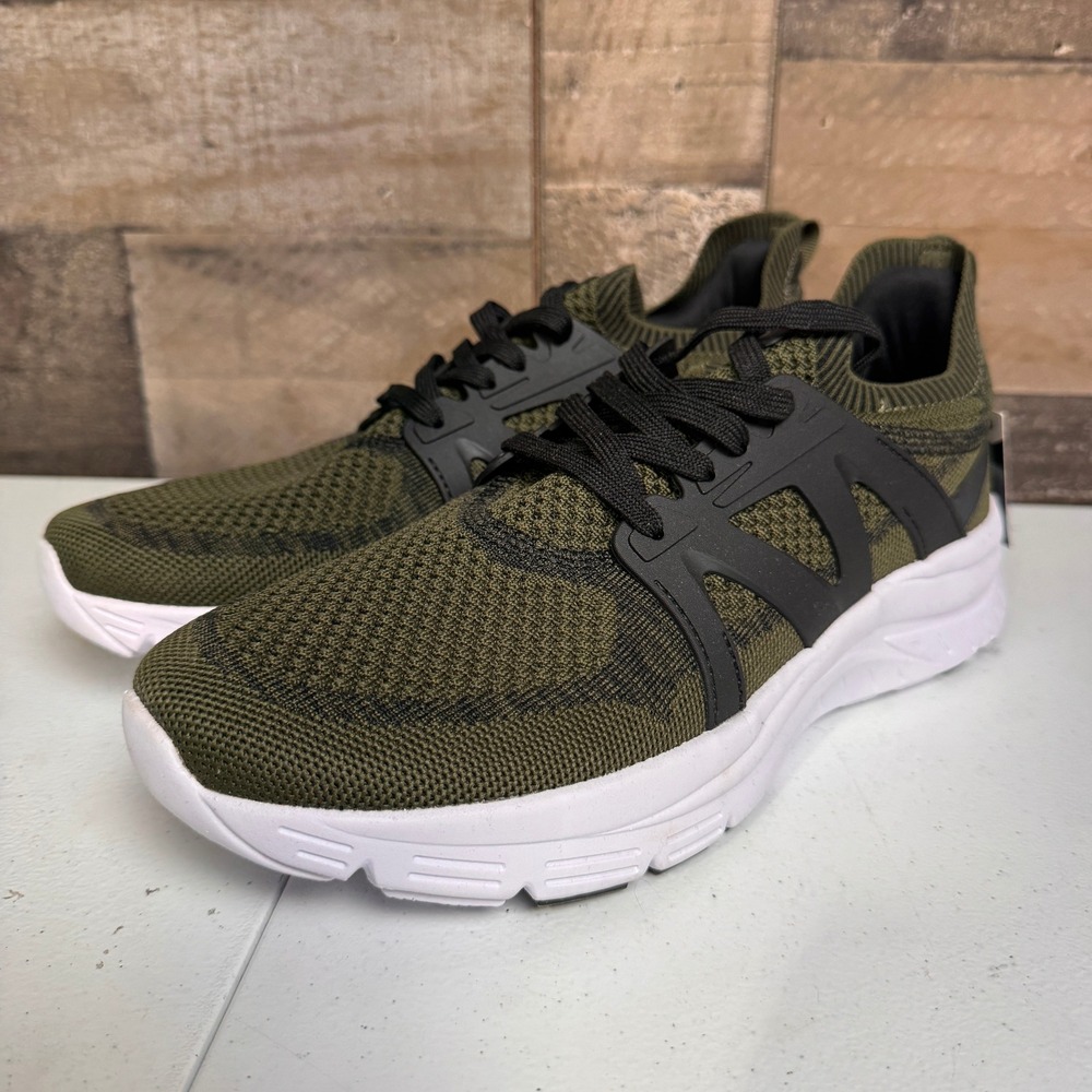 Avia Sneakers Mens 9 Olive Green Black Knit Athletic Shoes Low Top Walking NEW